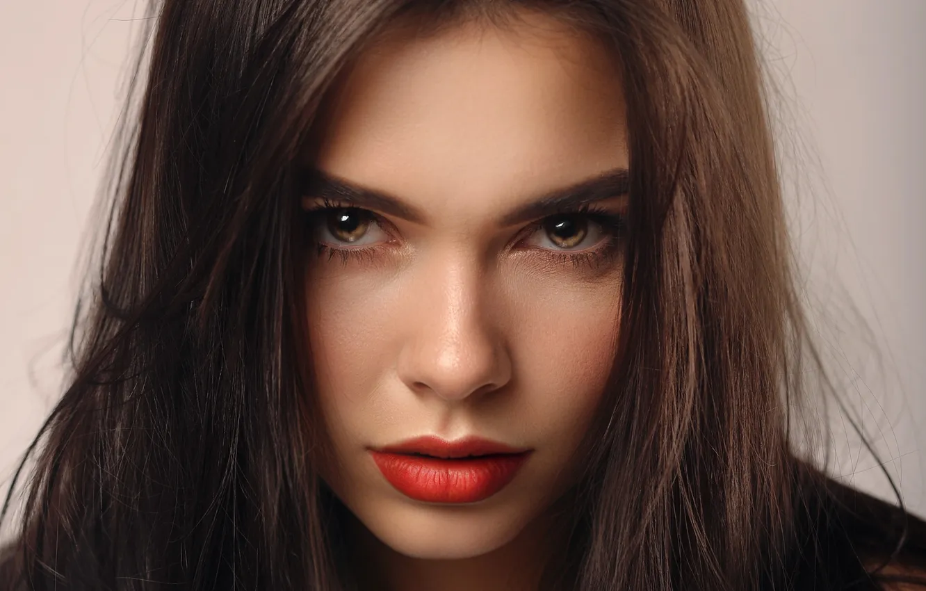 Photo wallpaper look, close-up, face, background, model, portrait, makeup, hairstyle