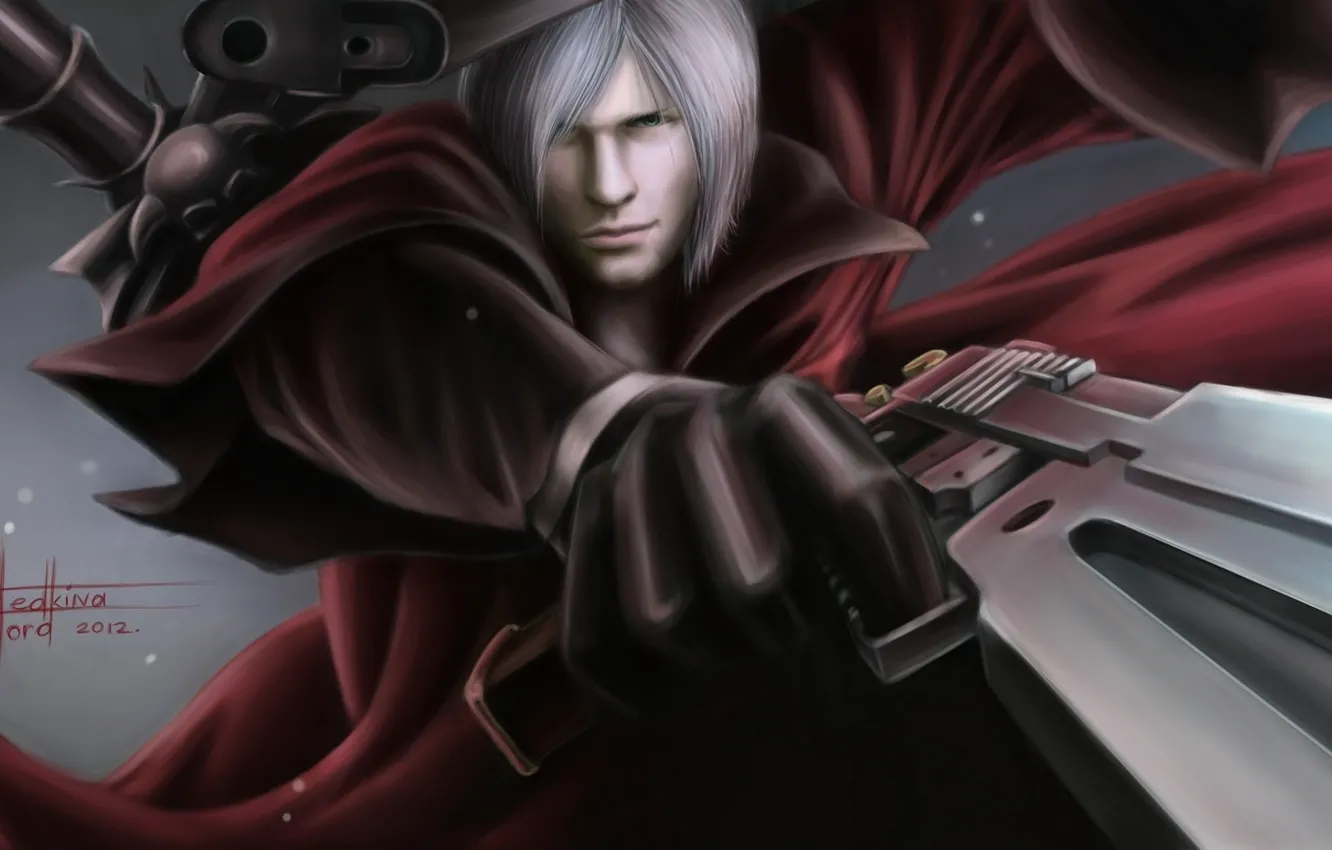 Wallpaper guns, sword, Dante, DMC, red coat, Dante, game wallpapers ...