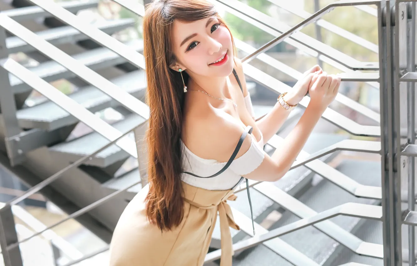 Photo wallpaper girl, joy, smile
