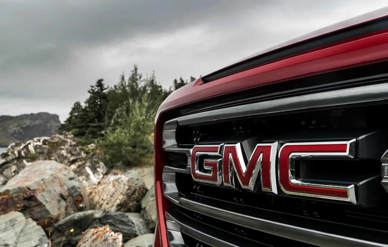 Photo wallpaper red, grille, pickup, GMC, Sierra, AT4, 2019