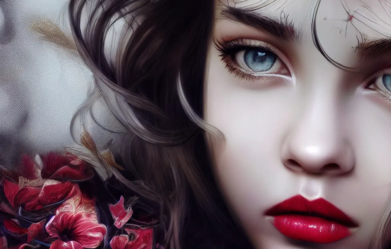 Photo wallpaper girl, AI art, neural network