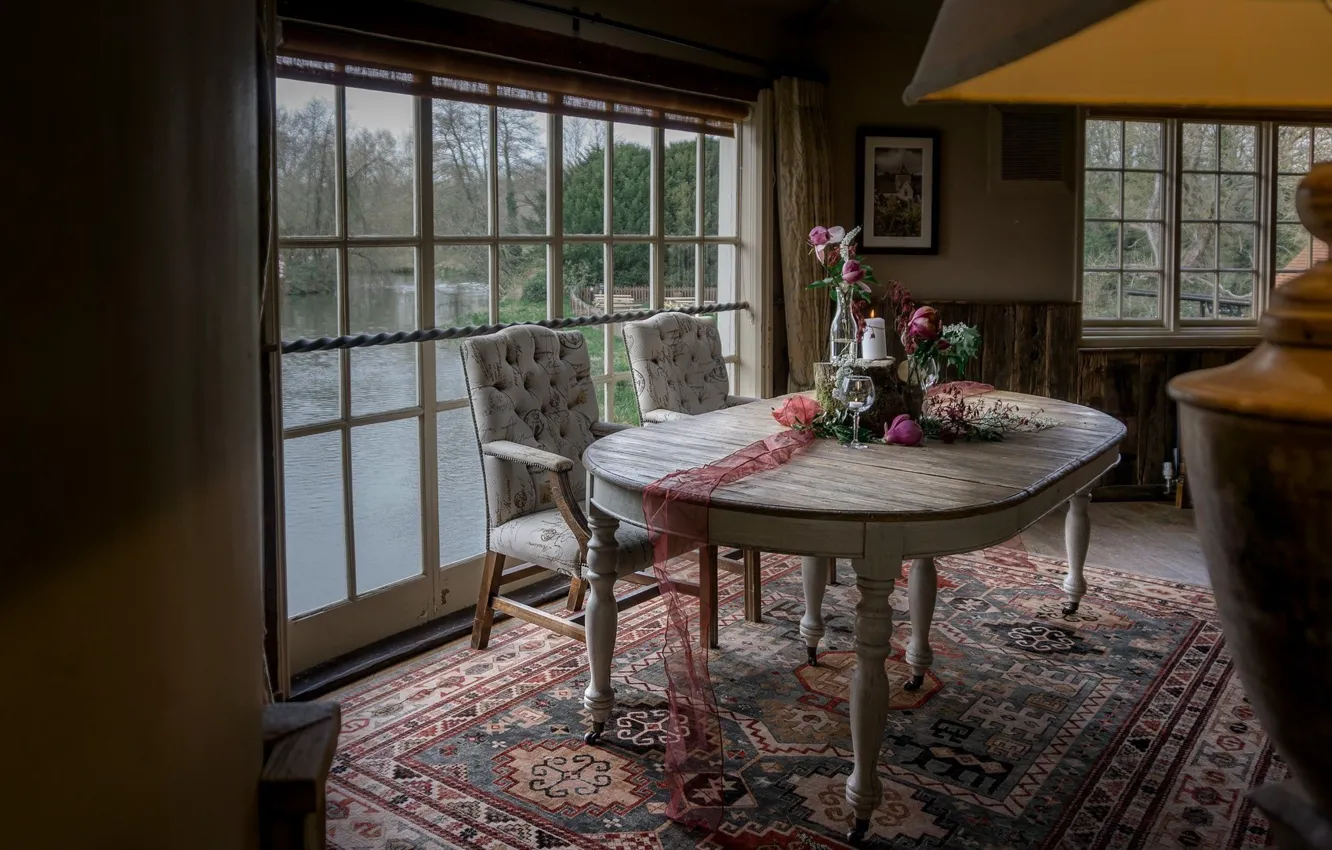 Photo wallpaper room, interior, dining room, Riverview