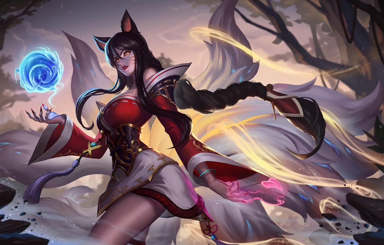Photo wallpaper girl, MAG, sorceress, League of Legends, LoL, Ahri, League Of Legends, Ari