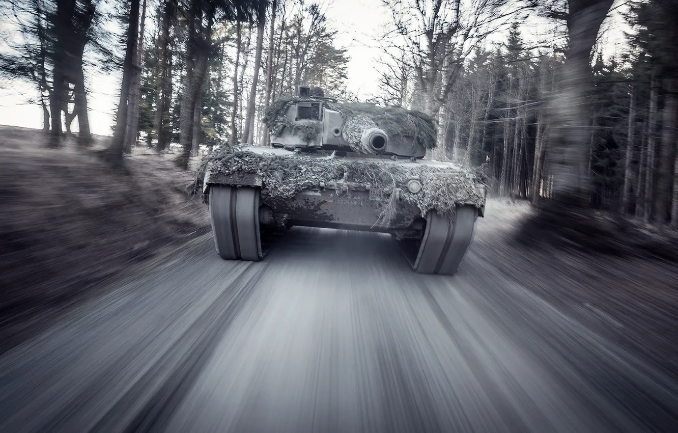 Photo wallpaper speed, German, main, battle tank, Leopard 2