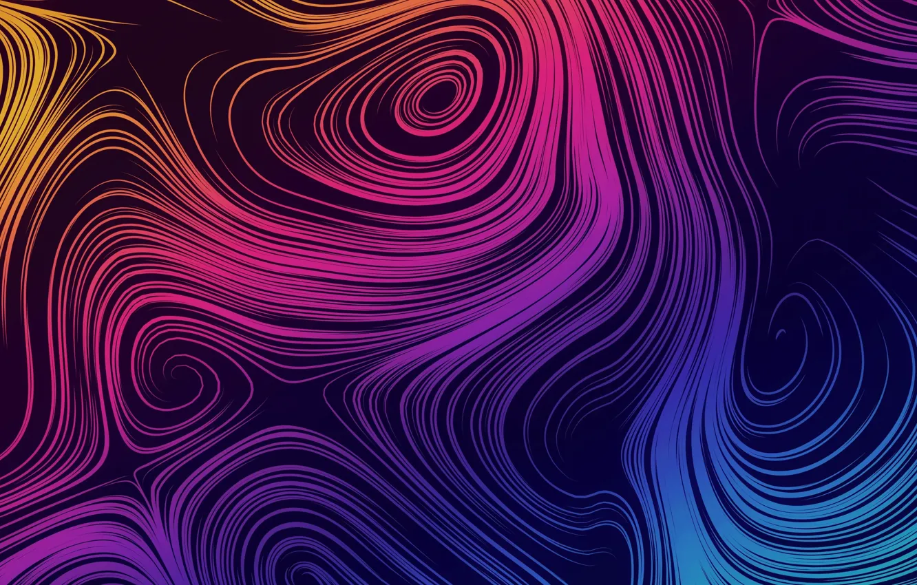Photo wallpaper line, curls, curls, black background