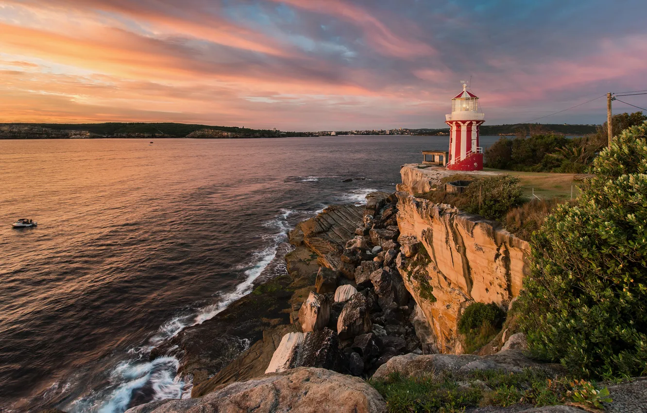 Photo wallpaper sea, rocks, lighthouse