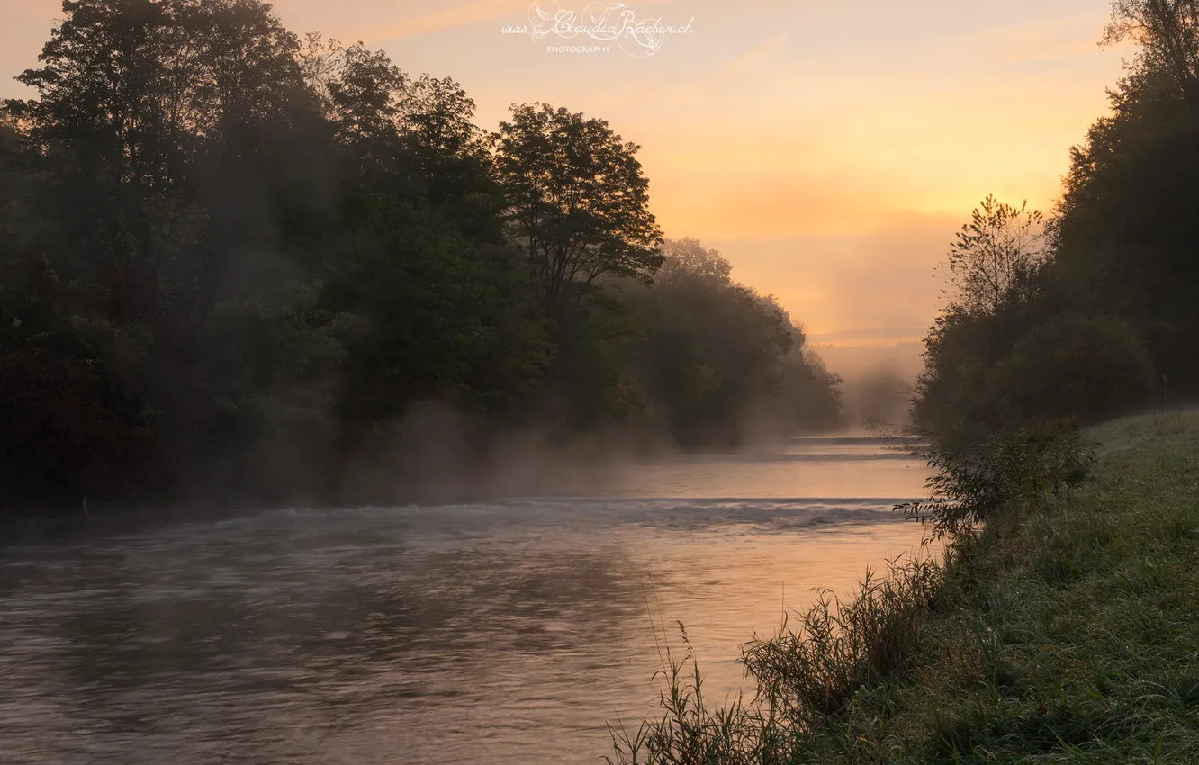 Photo wallpaper river, shore, evaporation