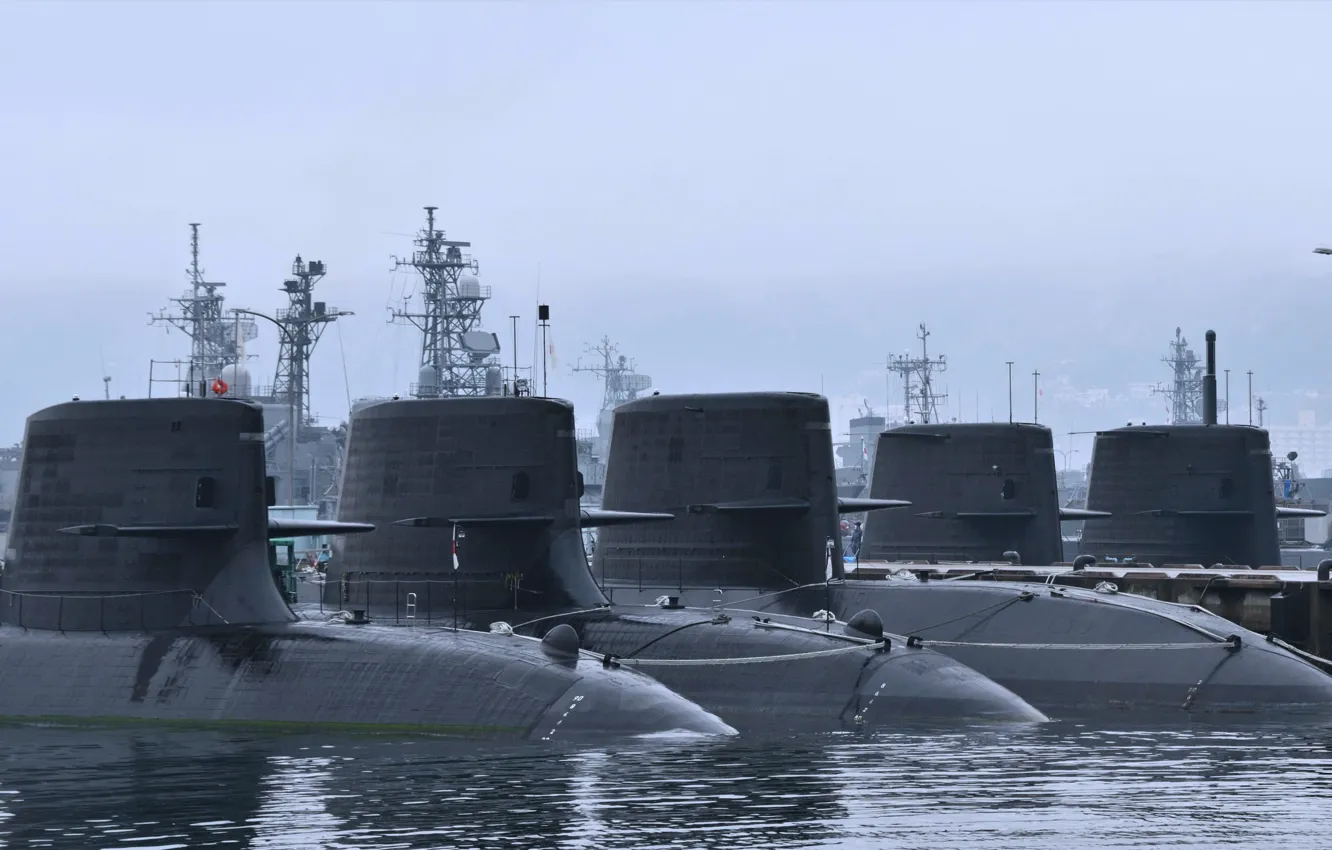 Photo wallpaper Japan, pier, submarine, diesel