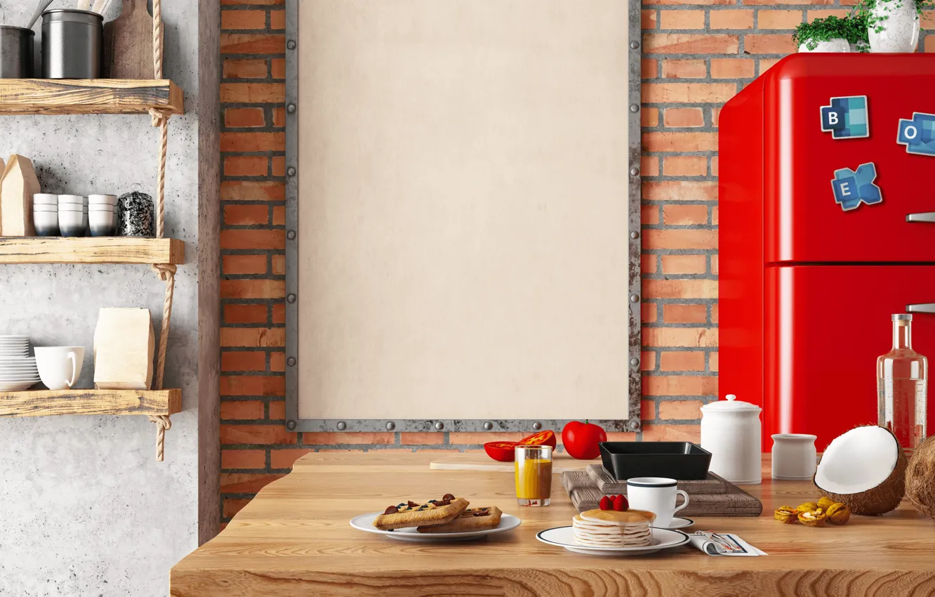 Photo wallpaper refrigerator, kitchen, Microsoft, skype, zoom, Teams, video chat, Bookings