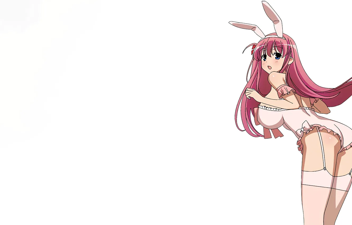 Photo wallpaper girl, sexy, ass, cleavage, thighhighs, pink hair, long hair, boobs