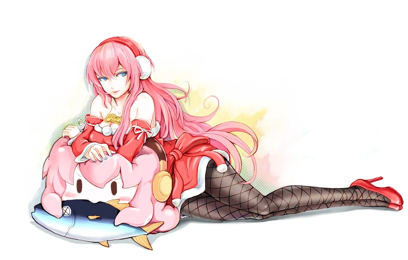 Photo wallpaper look, girl, pose, background, toy, vocaloid, megurine luka, Vocaloid