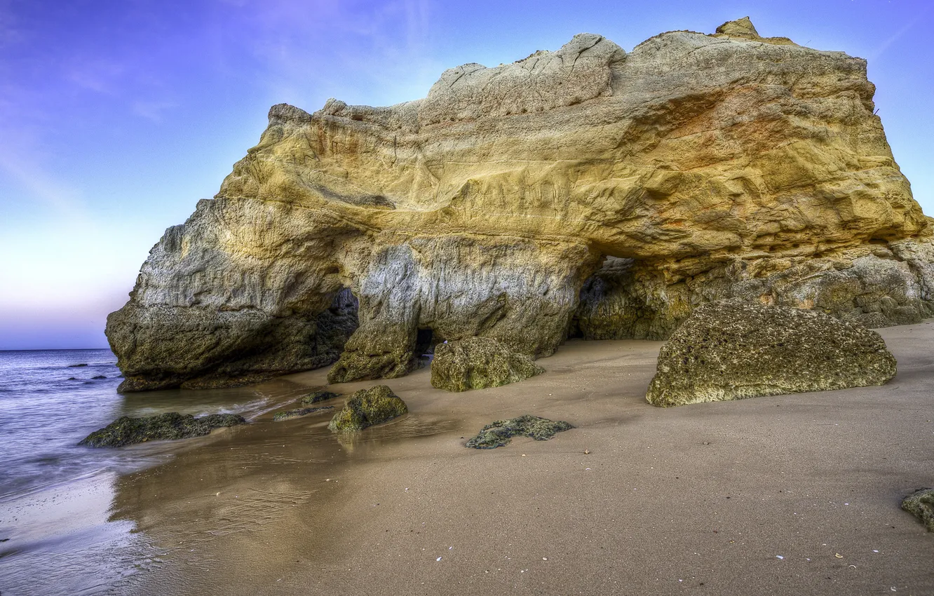 Photo wallpaper sand, sea, water, stones, photo, the ocean, rocks, shore