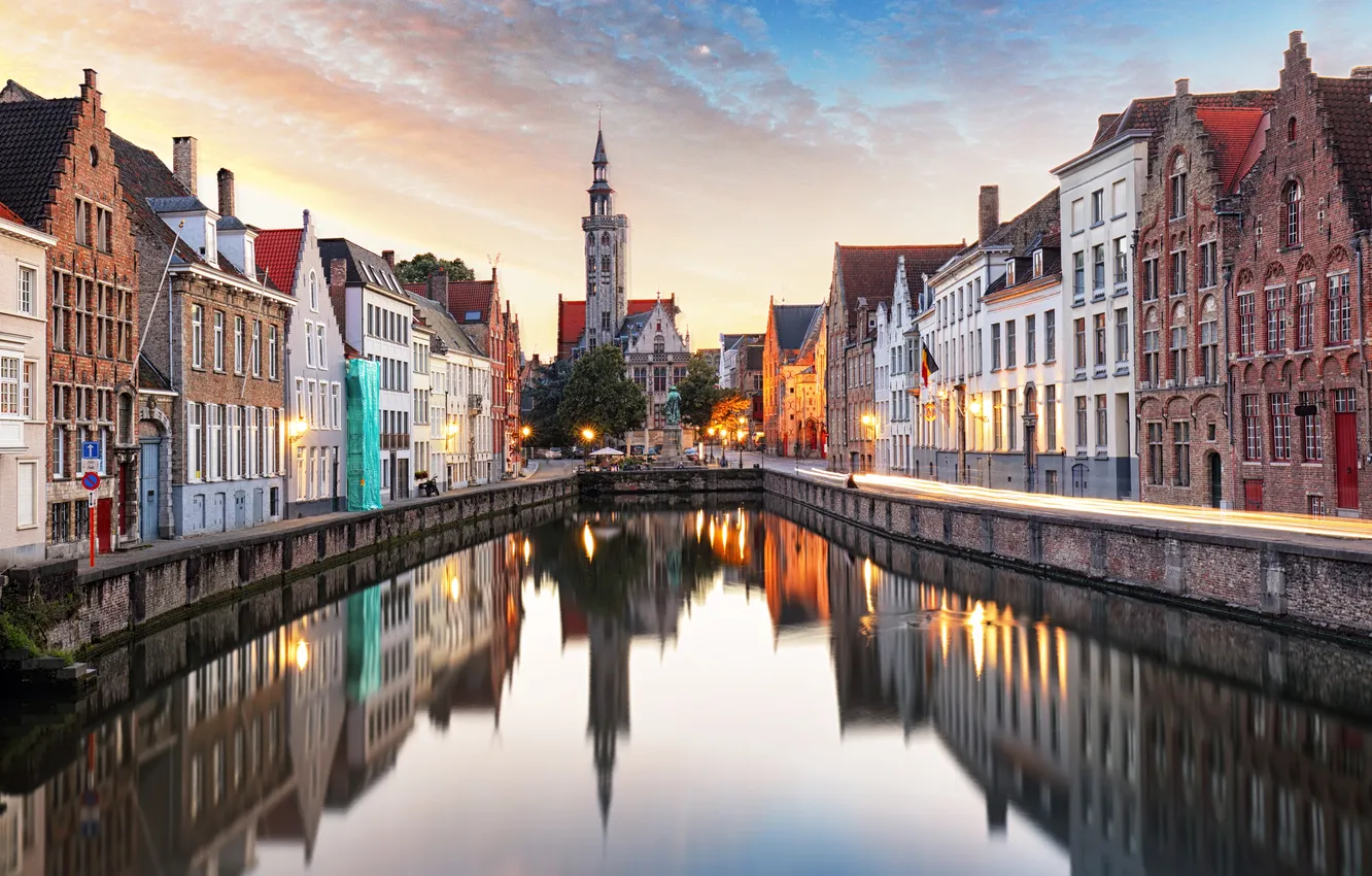 Photo wallpaper city, europe, cityscape, church, channel, canal, culture, used
