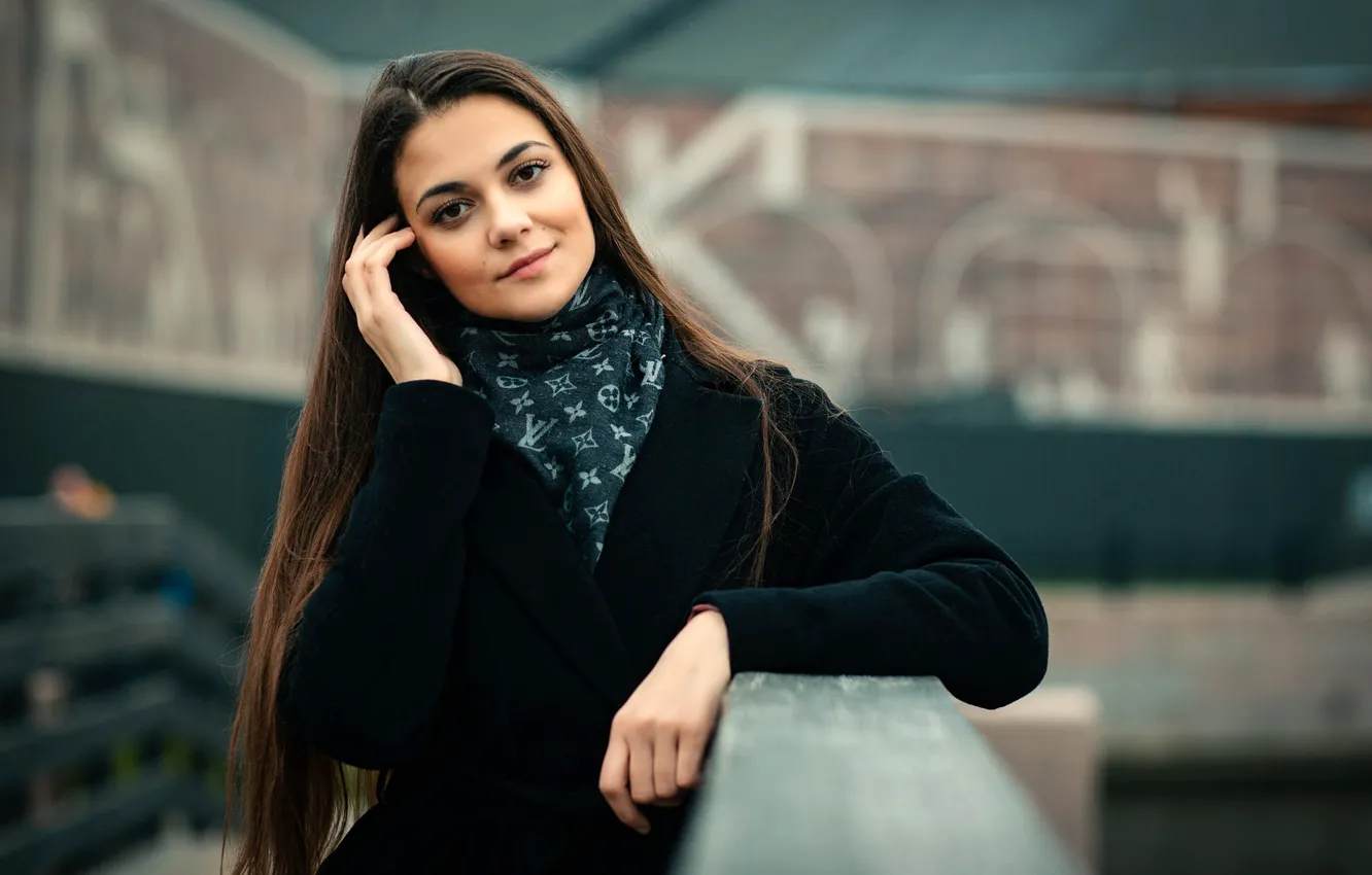 Photo wallpaper look, girl, pose, portrait, makeup, hairstyle, brown hair, is