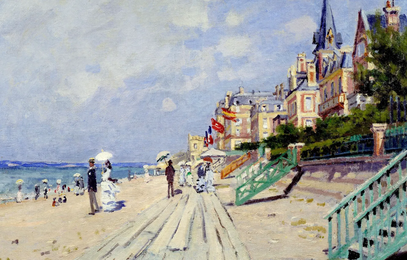 Photo wallpaper landscape, picture, Claude Monet, promenade, The boardwalk at Trouville