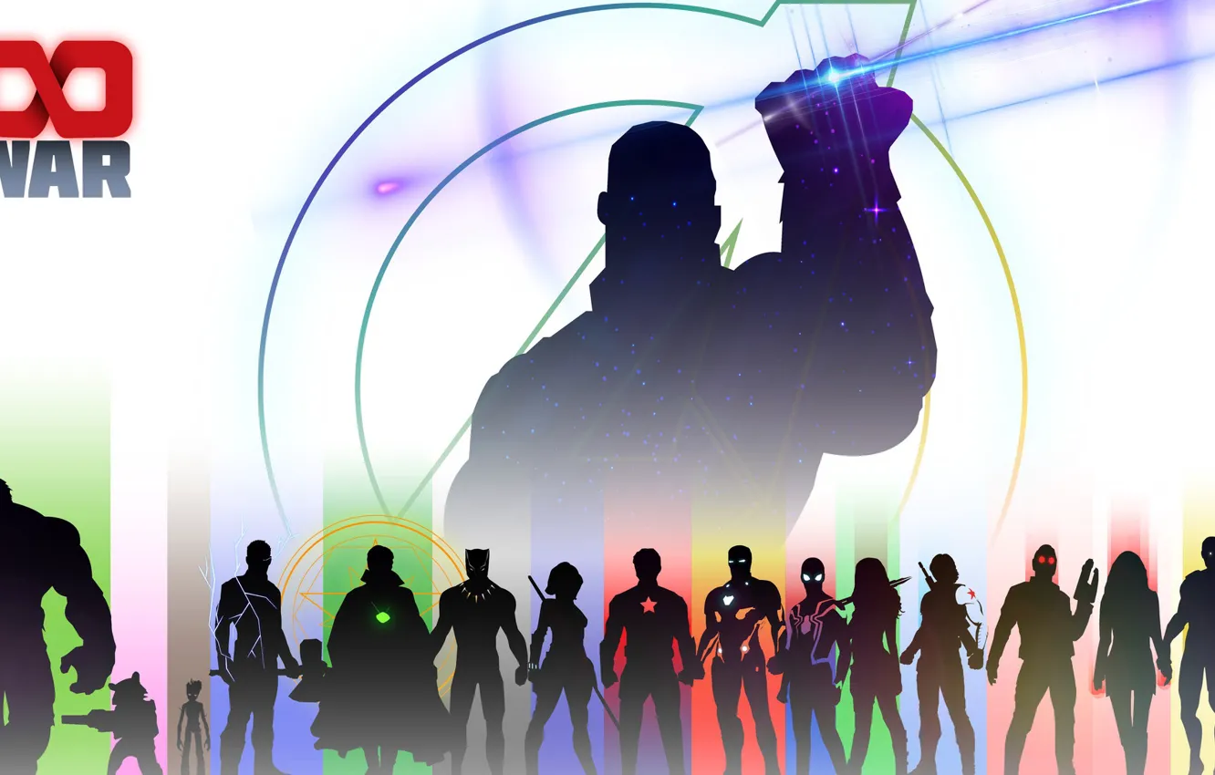 Photo wallpaper fiction, art, Vision, Hulk, silhouettes, characters, Iron Man, comic
