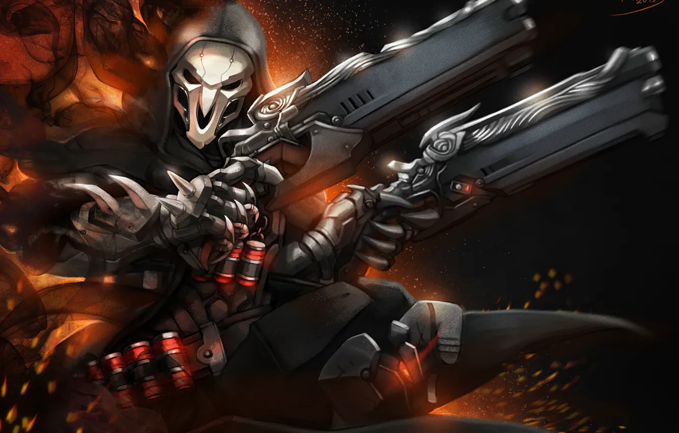 Photo wallpaper guns, skull, Reaper, Overwatch