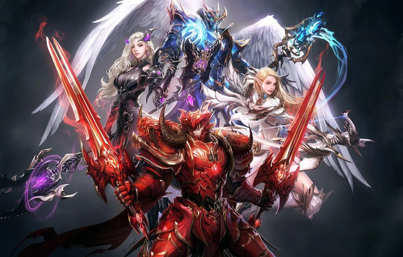 Photo wallpaper anime, fantasy, art, heroes, squad, seunghee lee, MU origin2