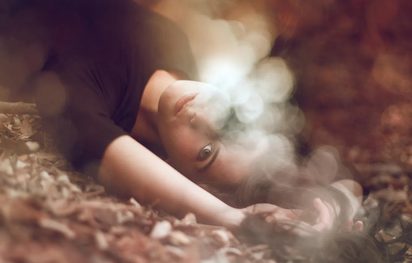 Photo wallpaper autumn, girl, face