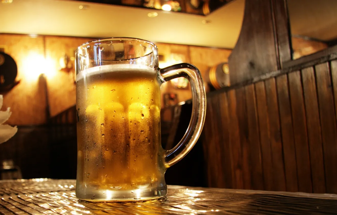 Photo wallpaper bar, beer, table, mug, pint