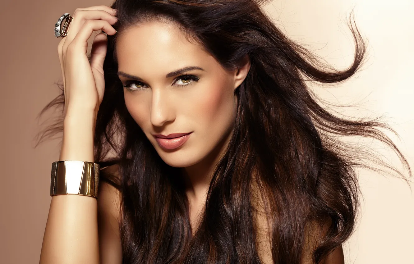 Photo wallpaper look, model, hands, makeup, lipstick, ring, hairstyle, bracelet