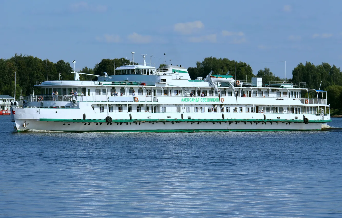 Photo wallpaper retro, ship, river