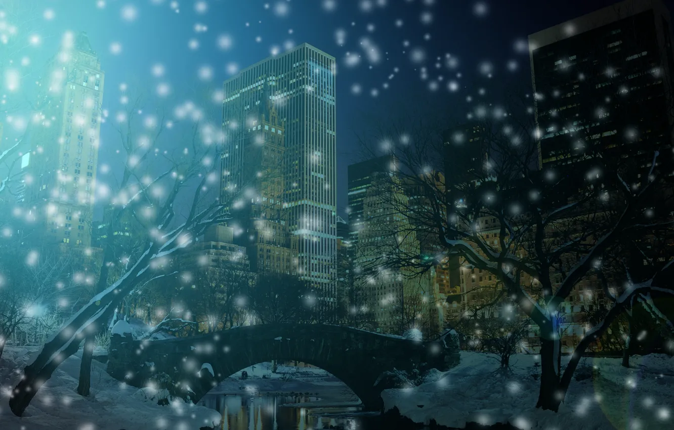 Photo wallpaper snow, New York, USA, USA