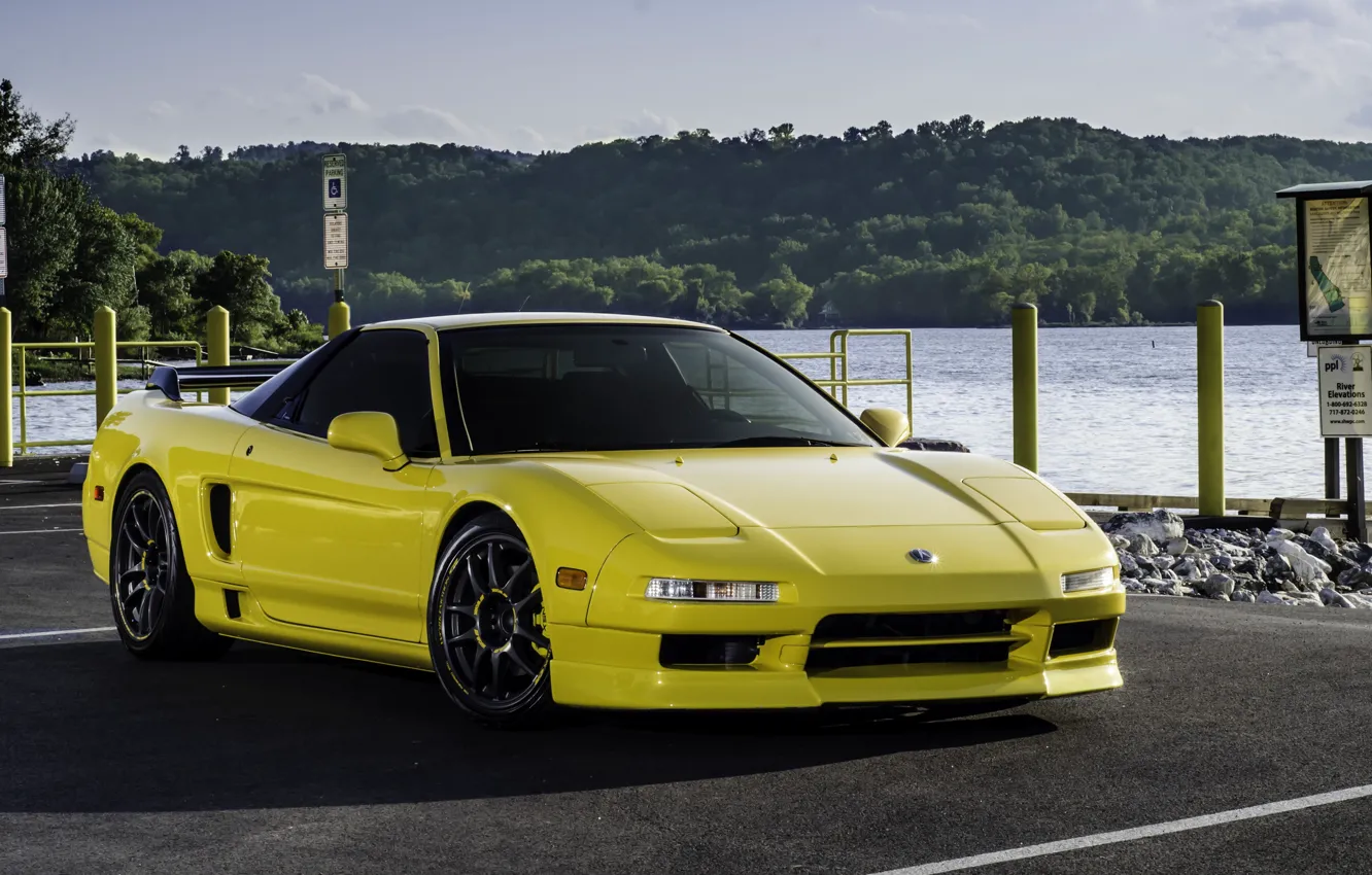 Photo wallpaper yellow, Acura, NSX