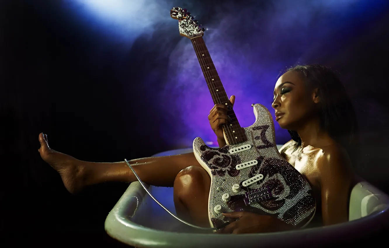 Photo wallpaper guitar, bath, artist, MALINA MOYE