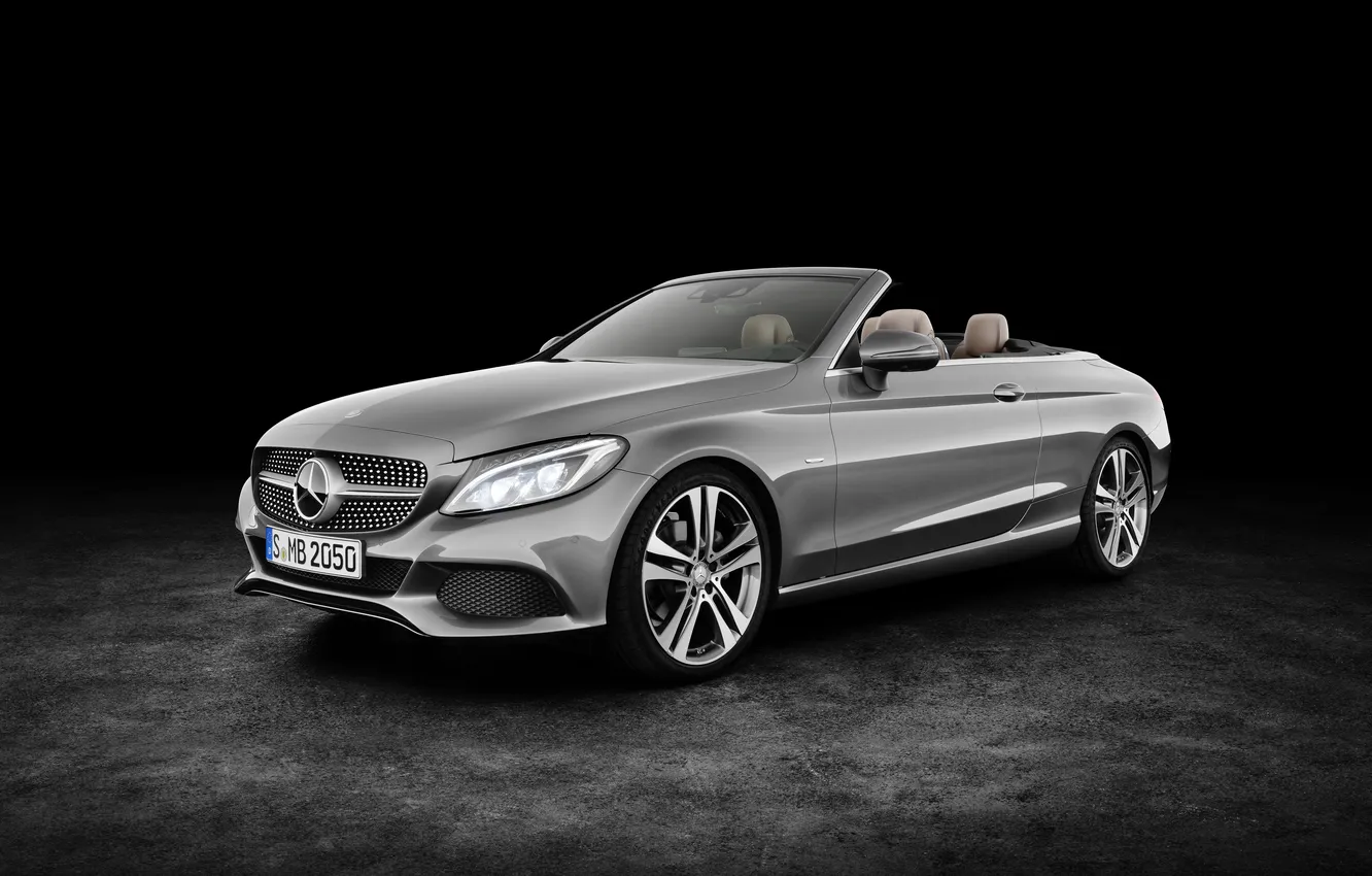 Photo wallpaper Mercedes-Benz, convertible, black background, Mercedes, AMG, AMG, Cabriolet, C-Class