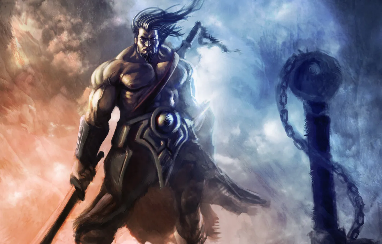 Photo wallpaper ice, lights, the opposition, sword, armor, warrior