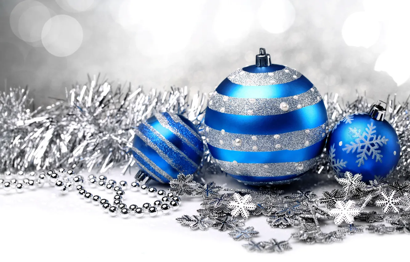 Photo wallpaper decoration, balls, new year, Christmas, Christmas, blue, New Year, decoration