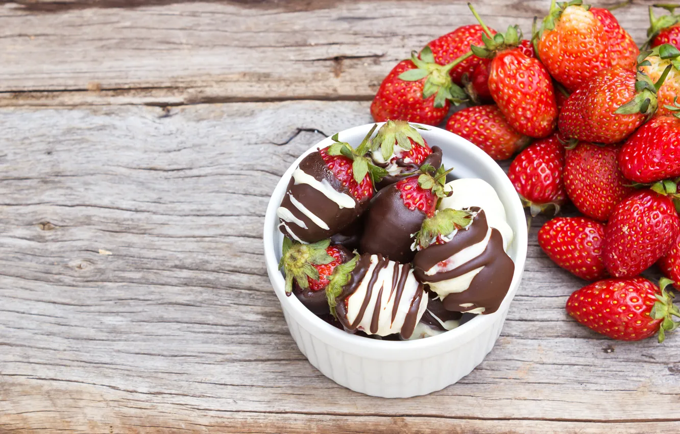 Photo wallpaper berries, chocolate, strawberry, dessert