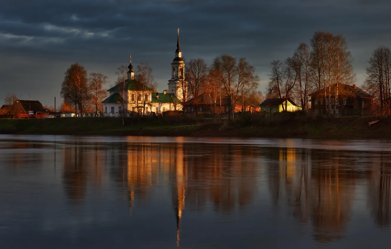 Photo wallpaper river, temple, Kostroma, Kostroma province