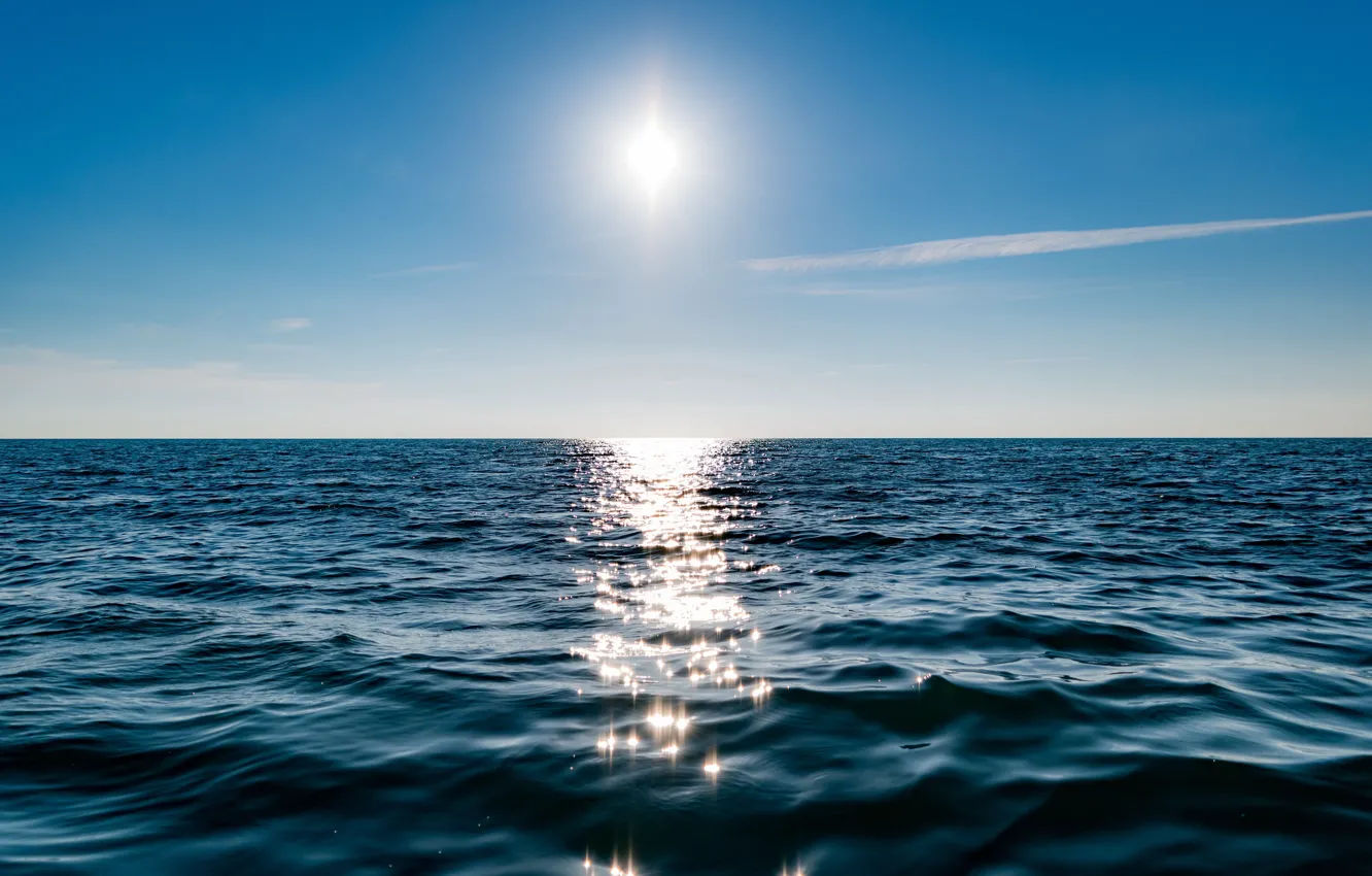 Photo wallpaper sea, the sky, water, the sun, light, depth, horizon, relax