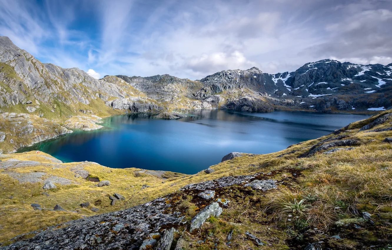 Photo wallpaper landscape, mountains, nature, lake, New Zealand