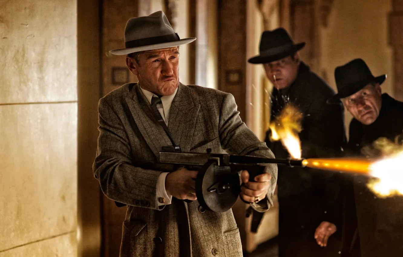 Photo wallpaper hat, shooting, male, gangster, Gangster squad, Gangster, Sean Penn, Sean Penn