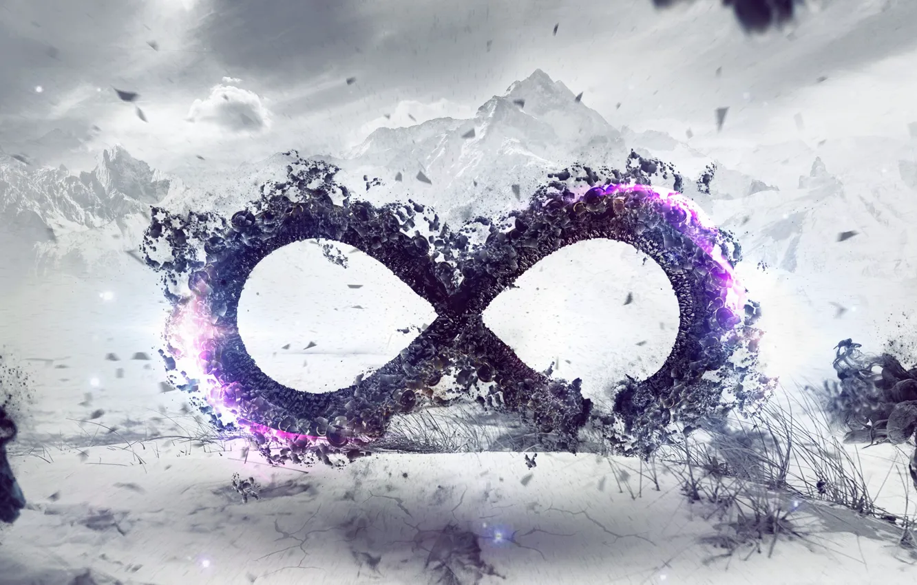 Photo wallpaper mountains, the wind, sign, symbol, infinity, infinity