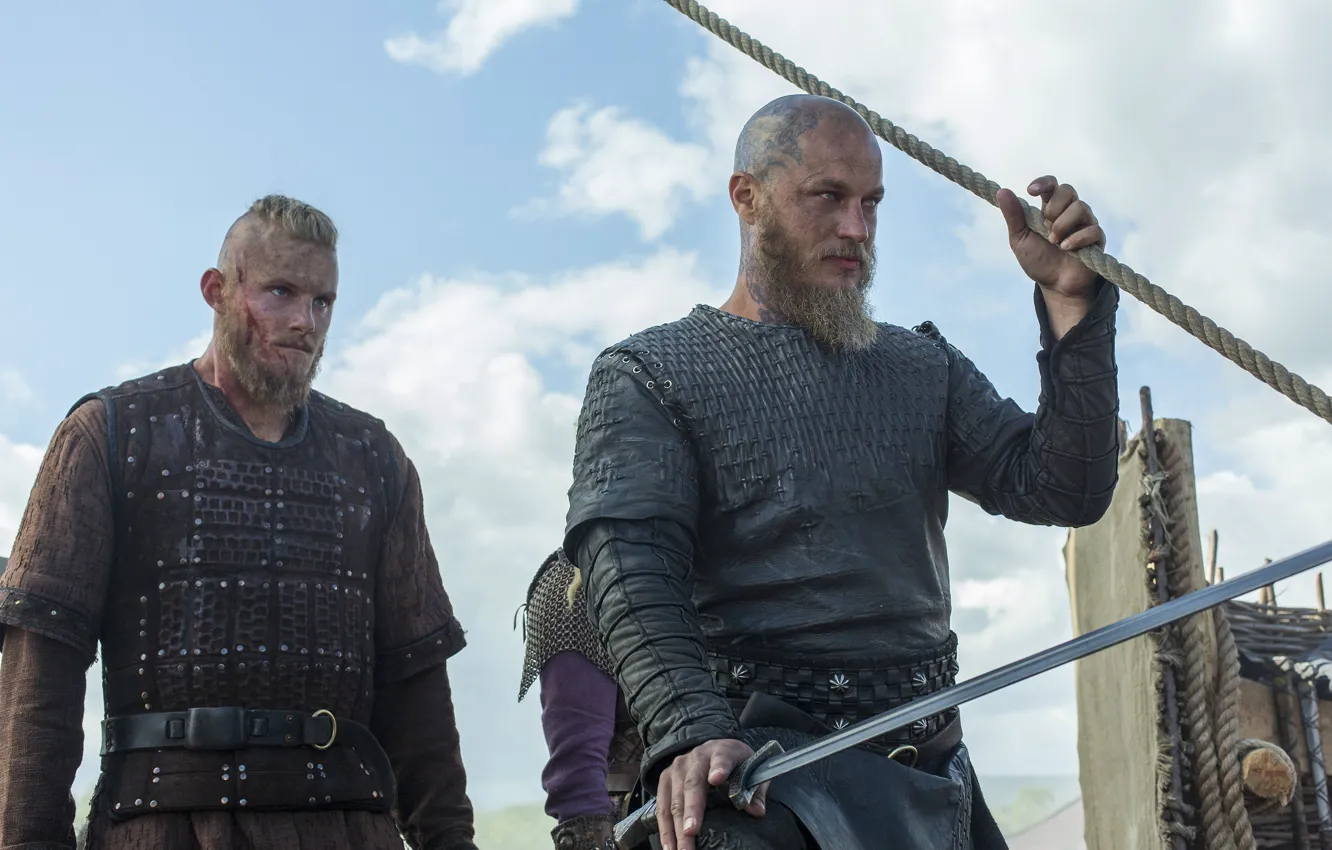 Photo wallpaper Vikings, The Vikings, Travis Fimmel, Ragnar Lothbrok, Alexander Ludwig, Bjorn
