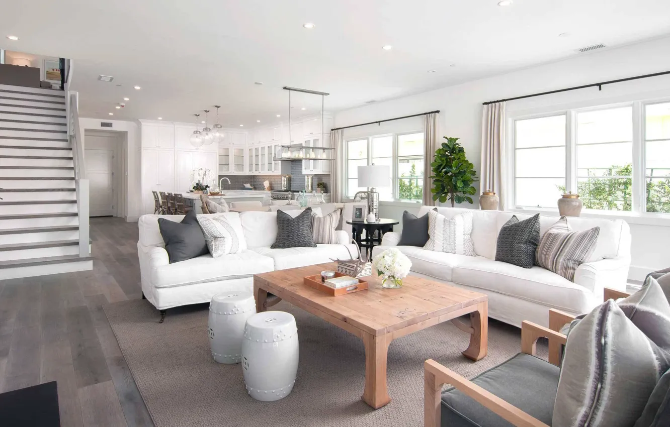 Photo wallpaper design, style, interior, kitchen, California, living room, dining room, California