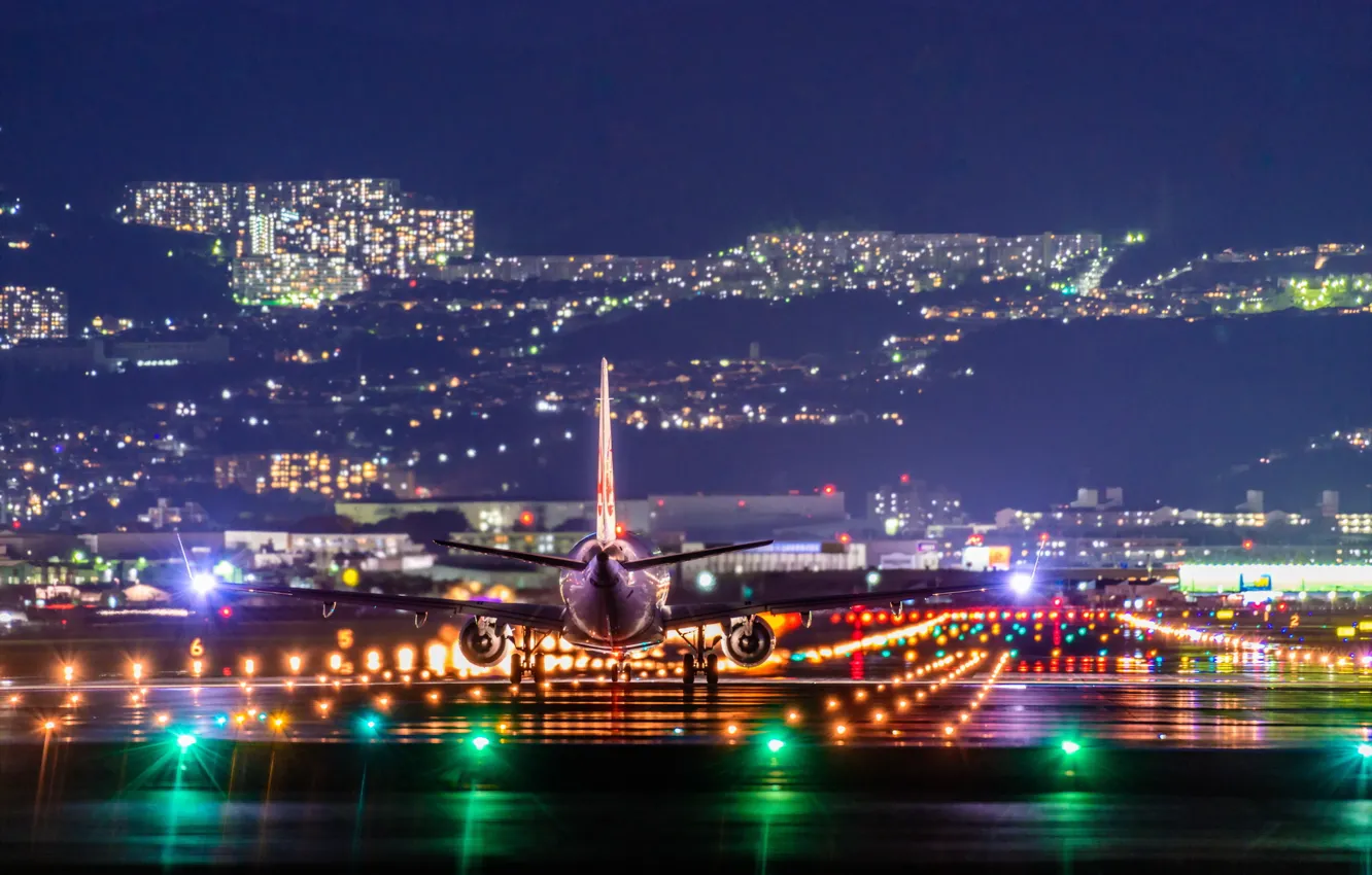 Photo wallpaper Airplane, NightView, Itami Airport
