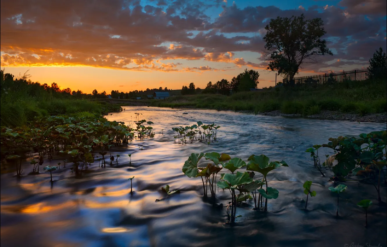 Photo wallpaper the sky, river, the evening, Andrey Shumilin