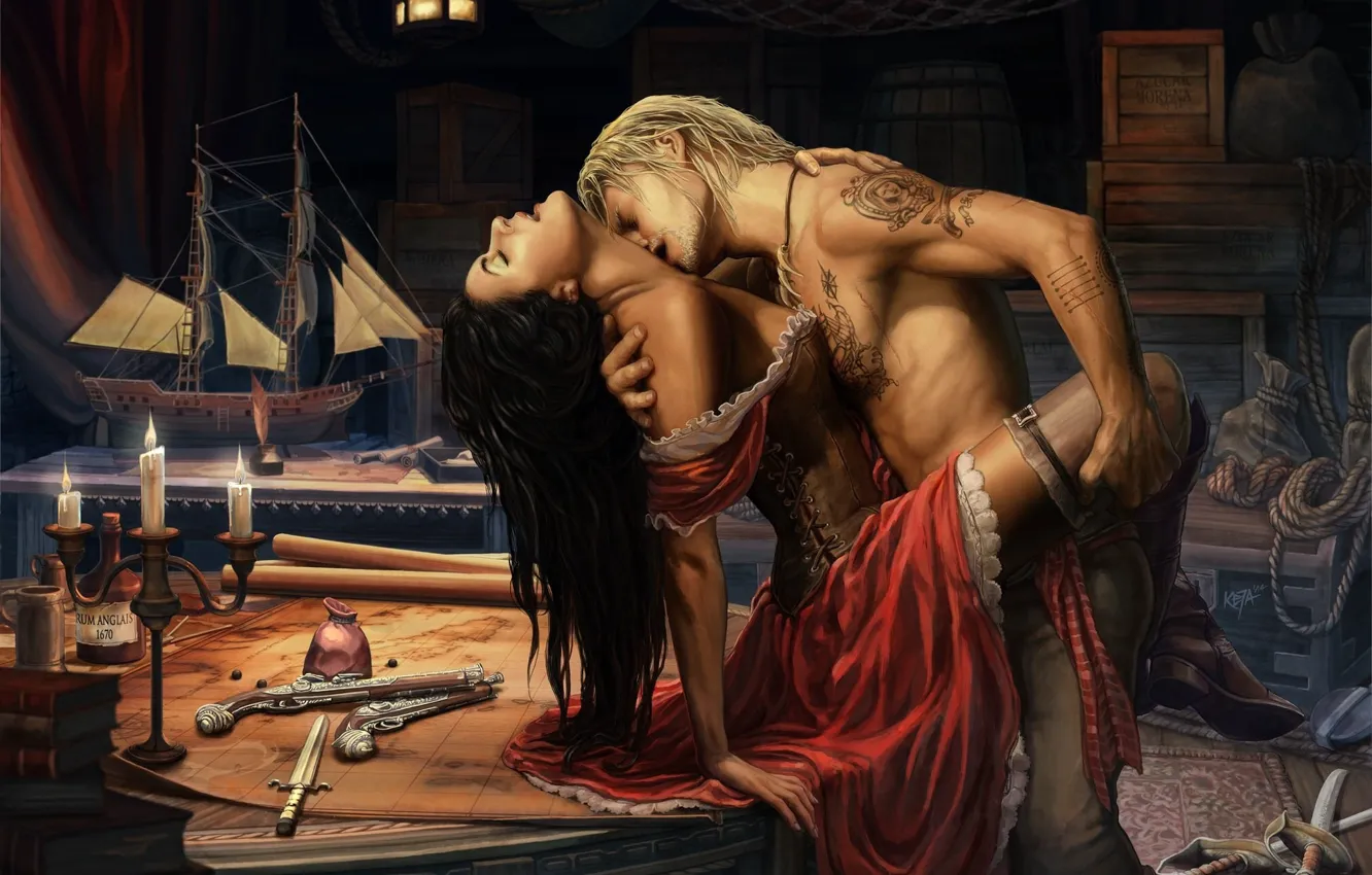 Photo wallpaper Romance, Assassin`s Creed IV: Black Flag, Cabin