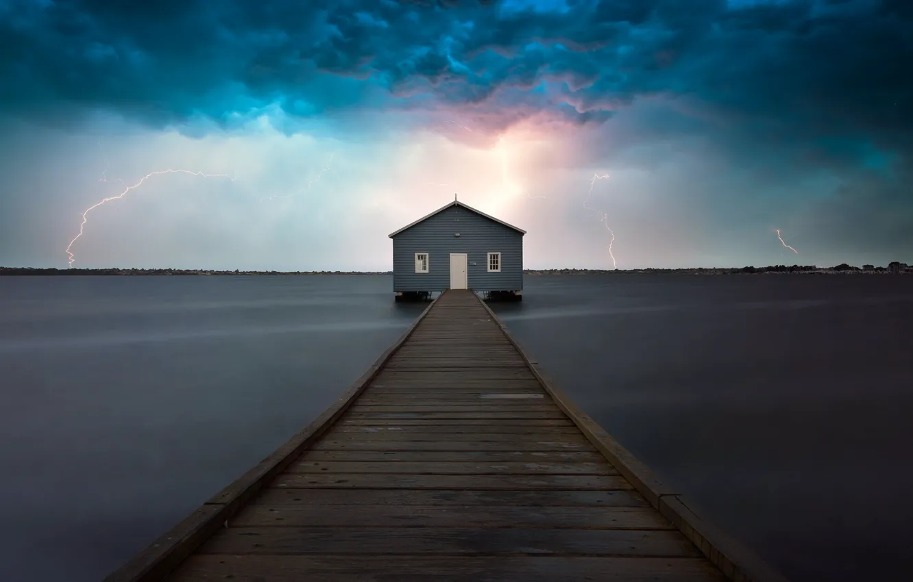 Photo wallpaper storm, lightning, australia, Crawley Bolt