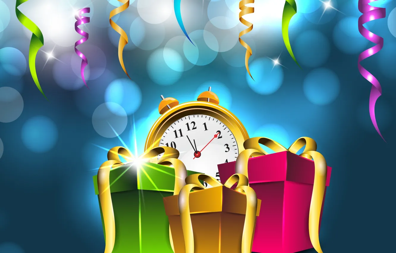 Photo wallpaper Happy New Year, Vector, Gifts