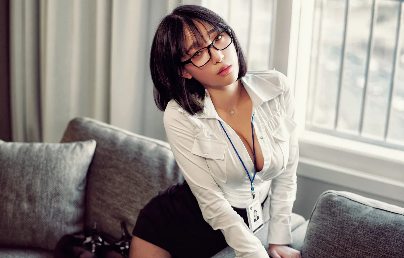 Photo wallpaper look, sexy, pose, model, skirt, portrait, makeup, figure