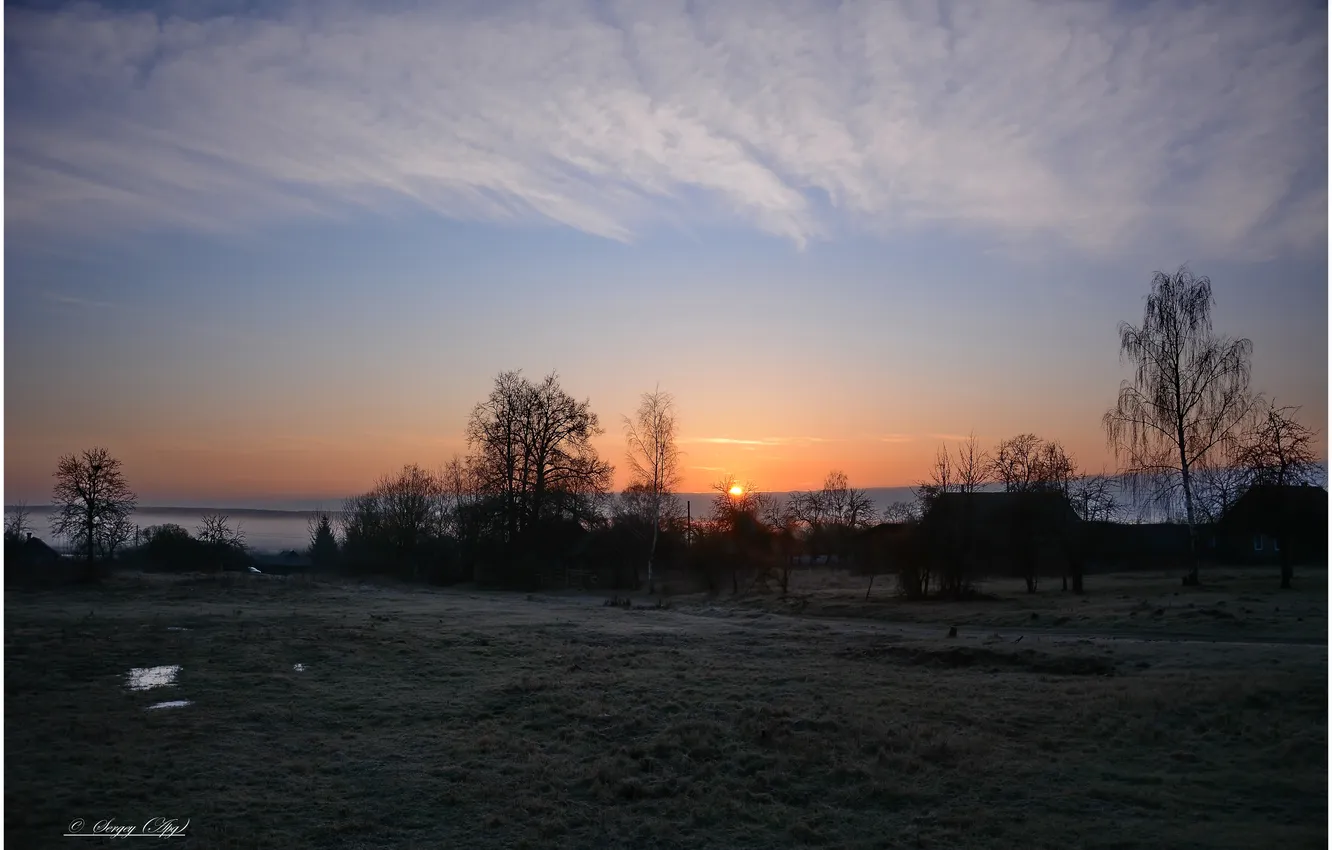 Photo wallpaper landscape, dawn, spring, March