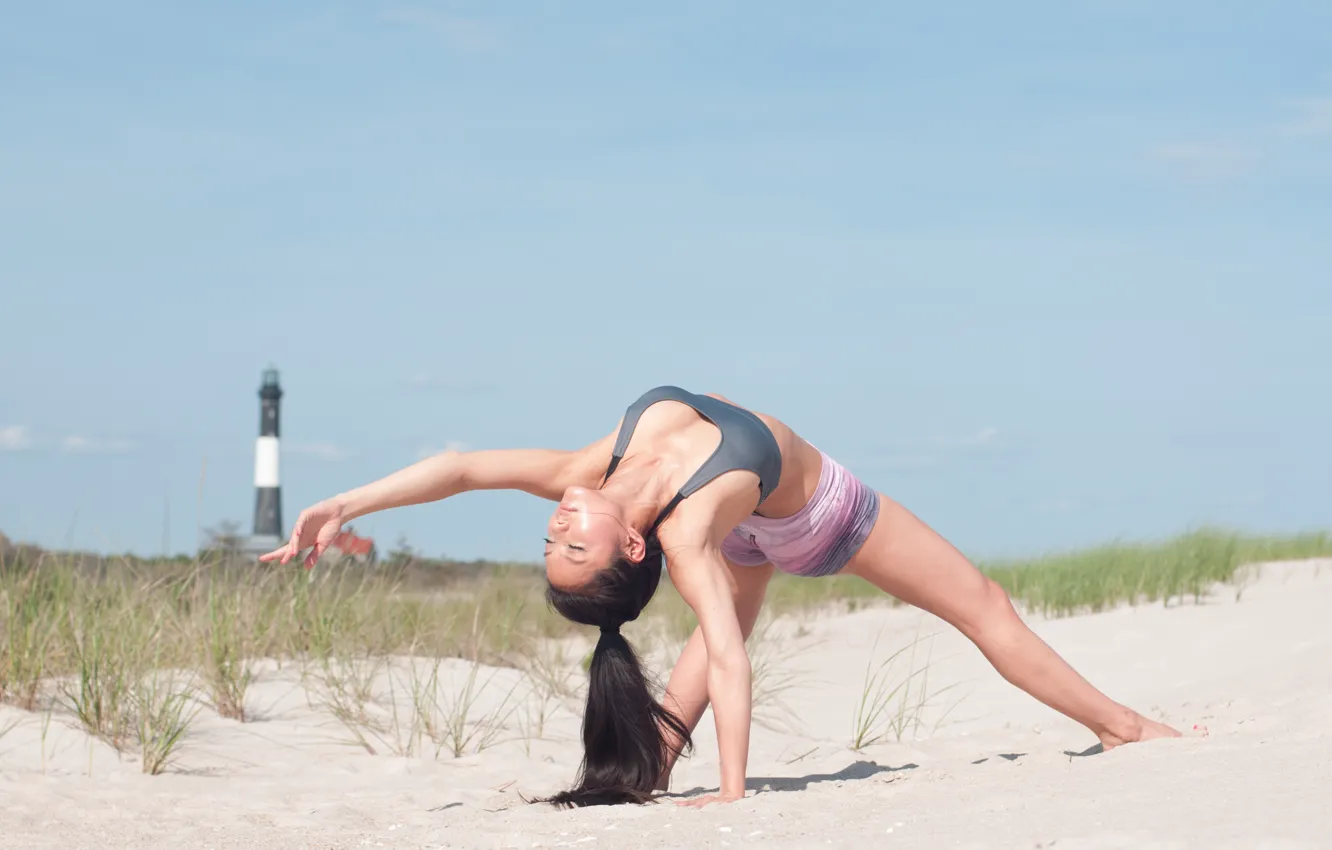 Photo wallpaper sand, pose, workout, yoga