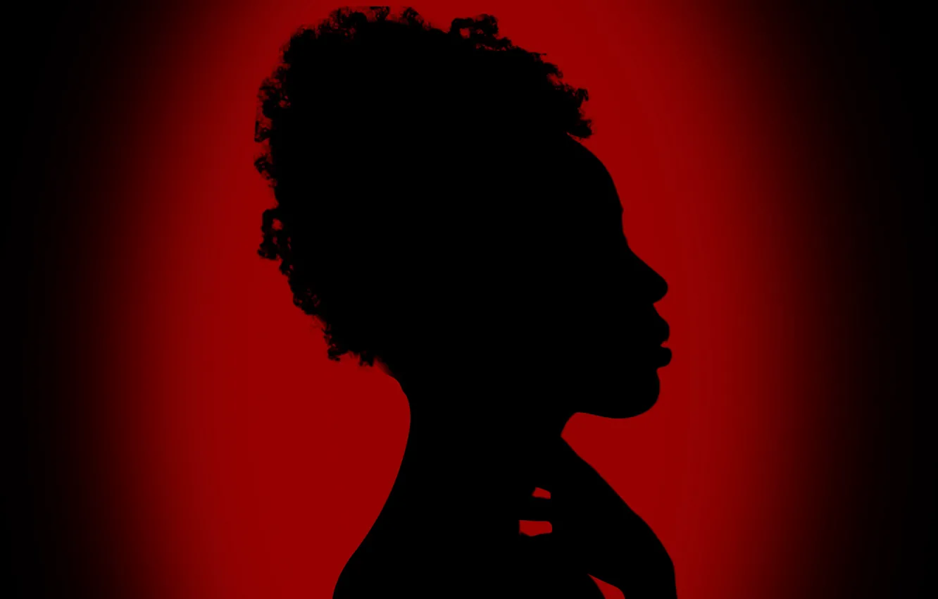 Photo wallpaper darkness, silhouette of a girl, light, shadows