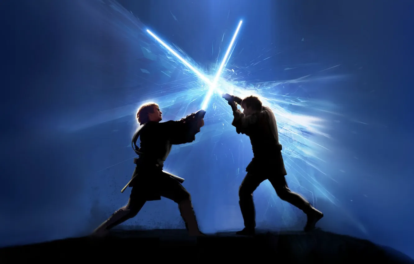 Photo wallpaper star wars, fight, lightsabers